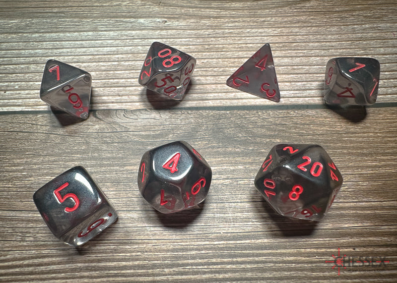 Chessex - Translucent Polyhedral 7 Dice Set - Smoke & Red