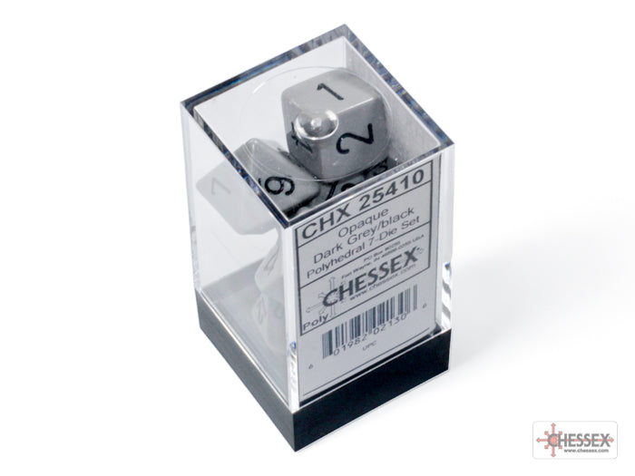 Chessex - Opaque Polyhedral 7 Dice Set - Grey with Black
