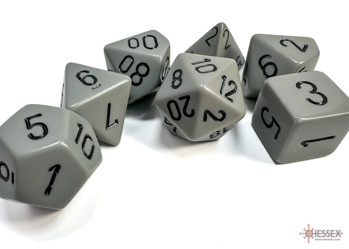 Chessex - Opaque Polyhedral 7 Dice Set - Grey with Black