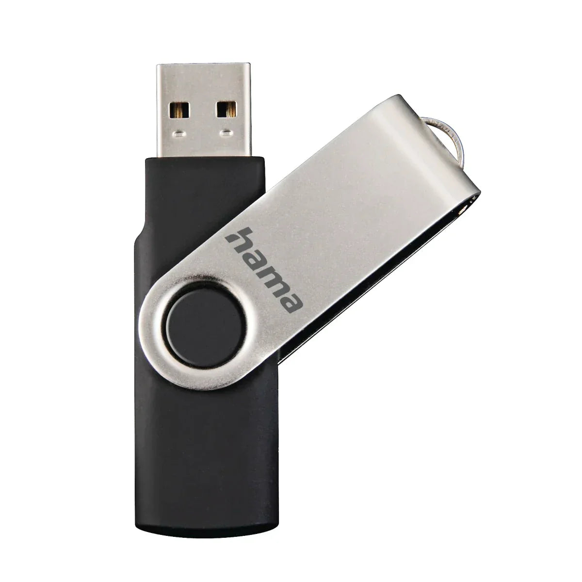 Hama Rotate 32GB USB Flash Drive, Rotating Cap, Black Silver