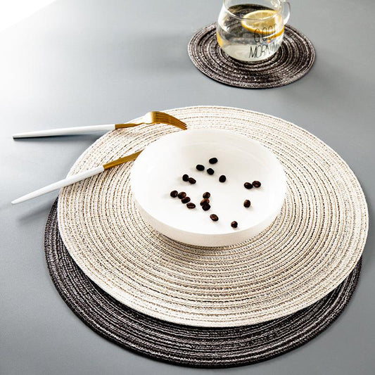Round Braided Woven Placemats, Set of 4 Pieces