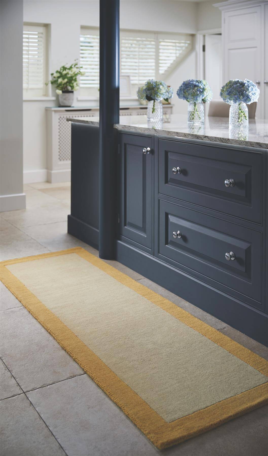 Bordered Yellow Wool Rug