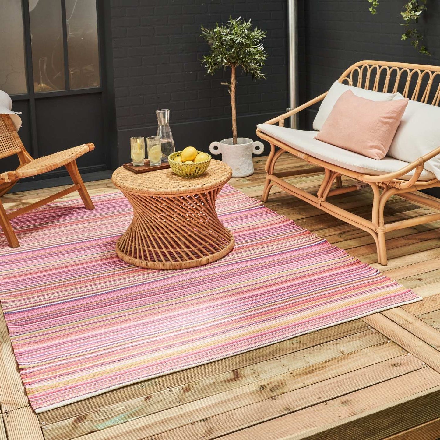 Rainbow Outdoor Rug Pink | 1020