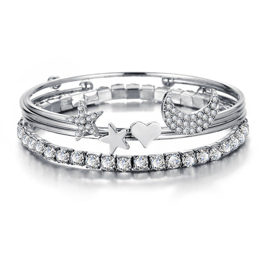 Moon & Stars Cuff Bracelet Set