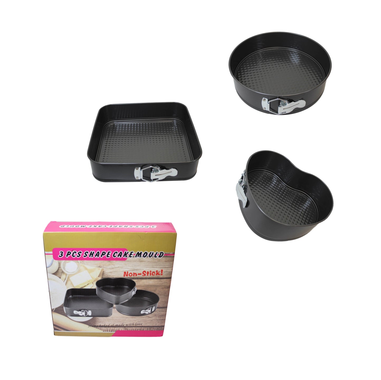 Premium NonStick Cake Tin Set Square Circle Heart Shape