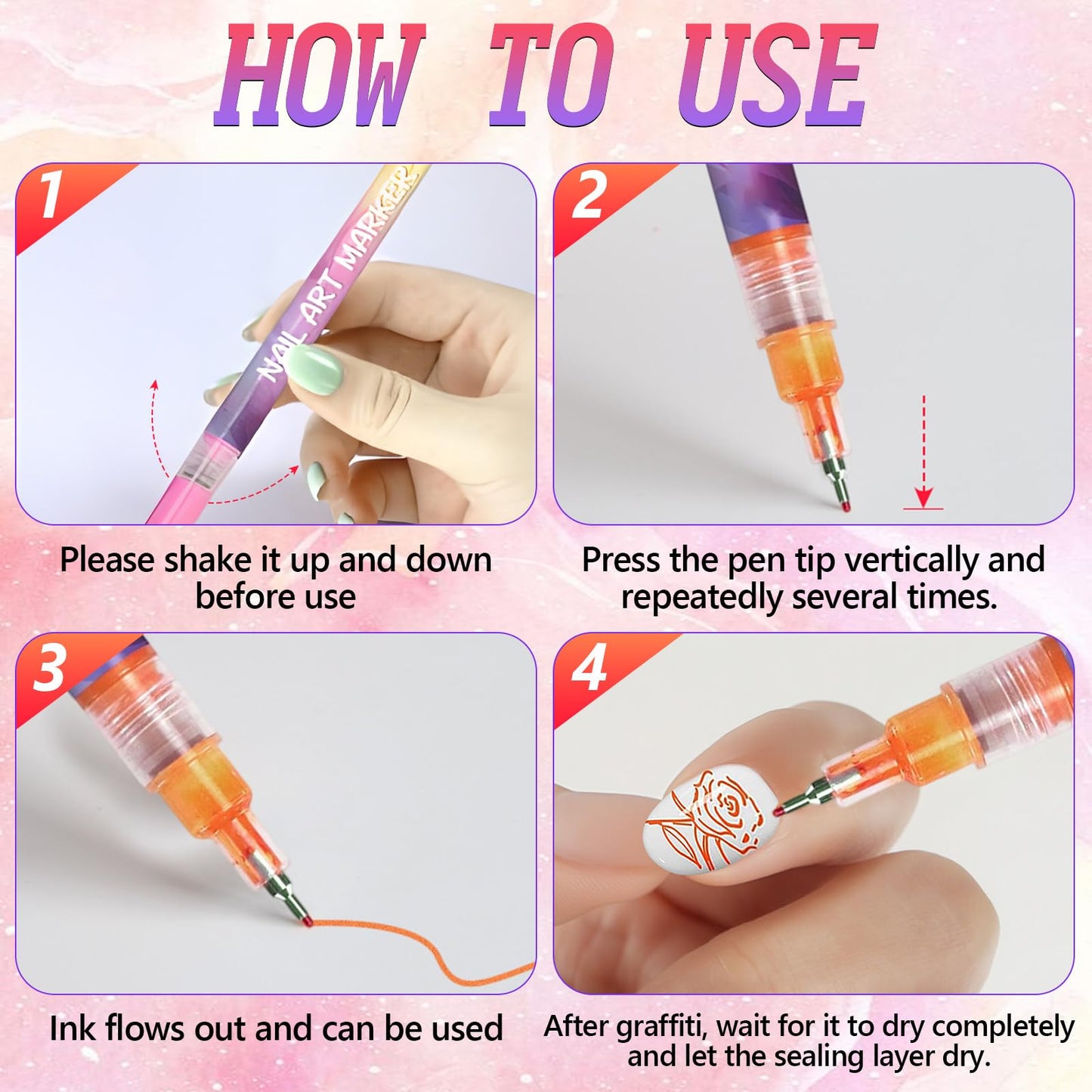 12 Color Nail Art Pens Set – 0.5mm Quick-Dry Nail Markers for DIY Nail Art