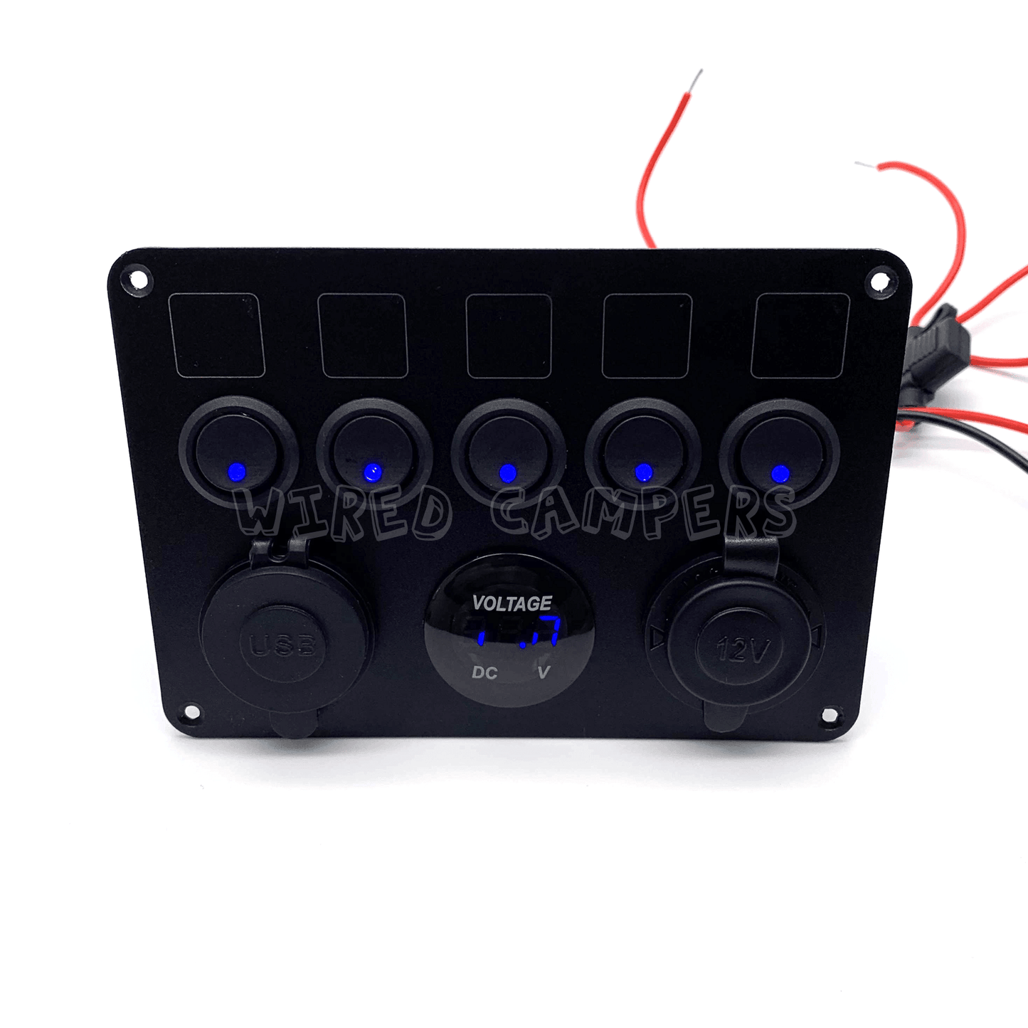 12V Camper Van 5 Way Switched Dual USB/12V Port Control Panel