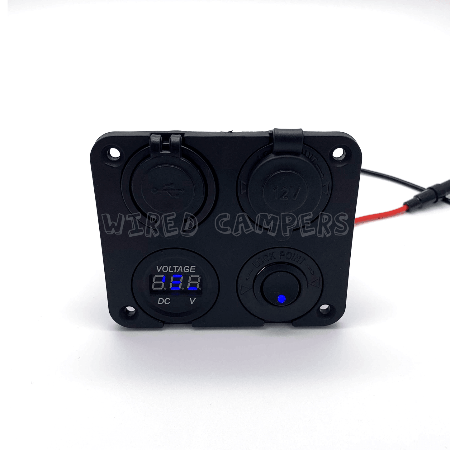 12V Camper/Caravan Switched Panel - USB Voltmeter 12V Socket
