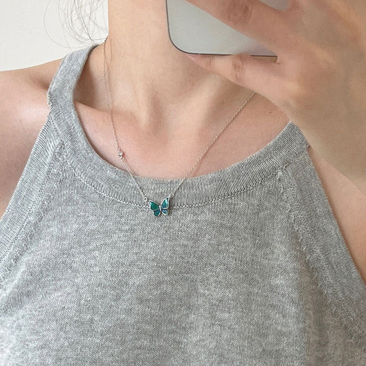 Colour Changing Butterfly Necklace Silver
