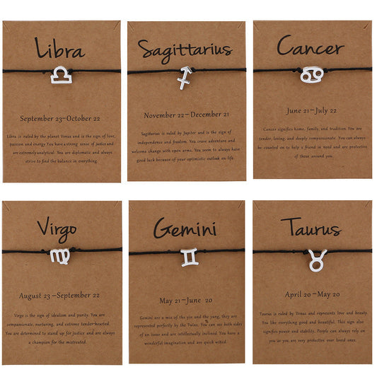 12 Constellation Zodiac Sign Bracelet for Couples