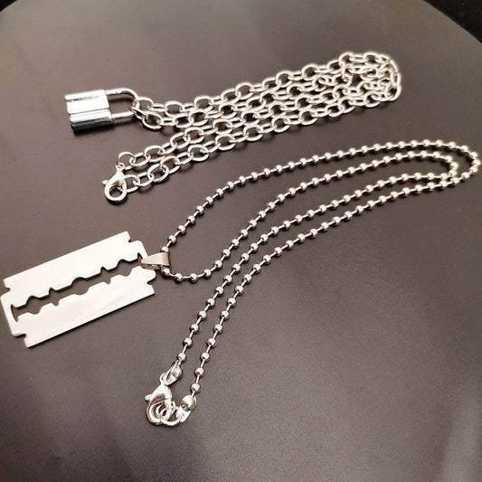 Lock Layered Chains Punk Necklace
