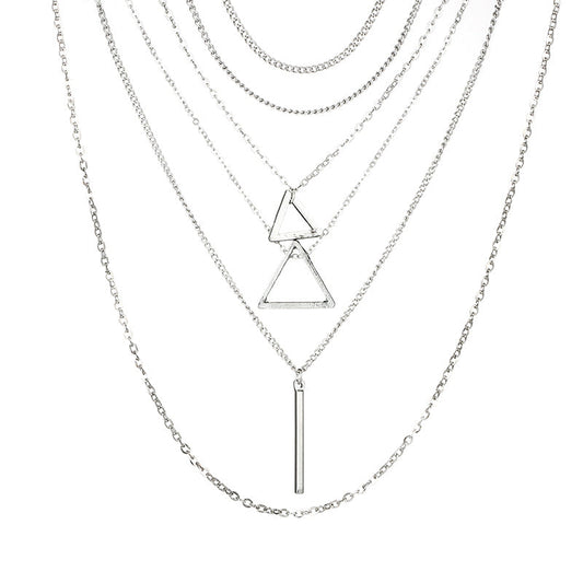 Triangle Bar Pendant Multilayer Necklace