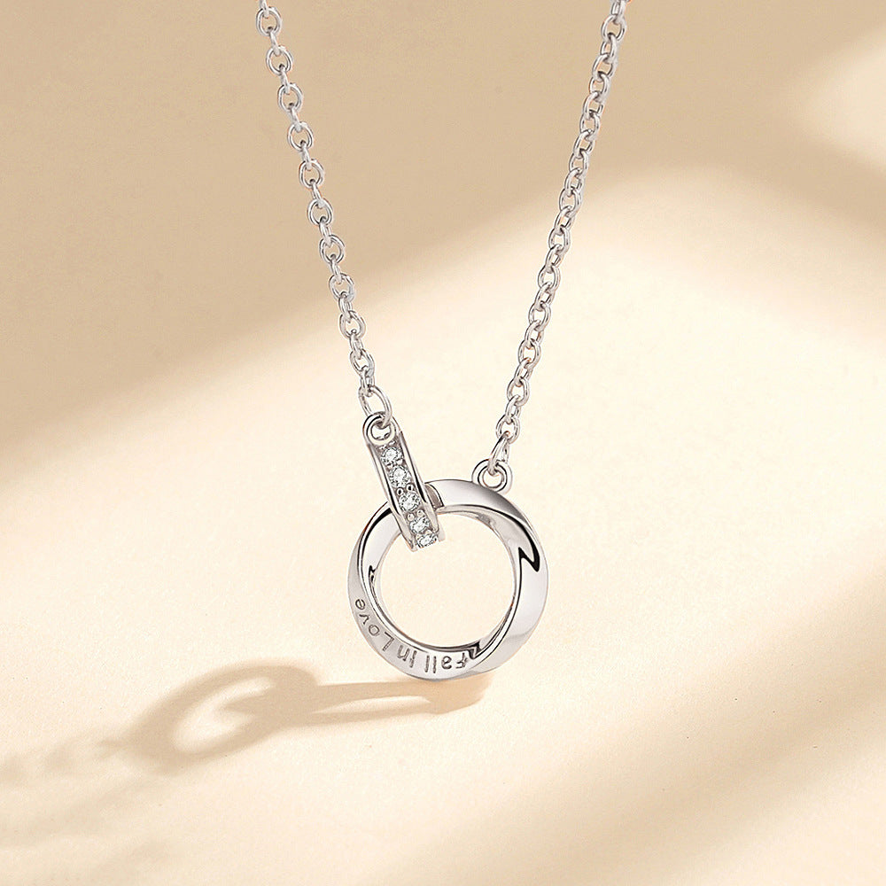 Interlocking Ring Silver Mobius Strip Necklace