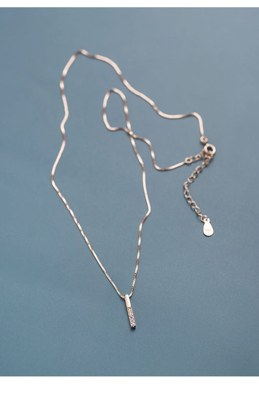 Vertical Bar Clavicle Necklace, S925 Sterling Silver