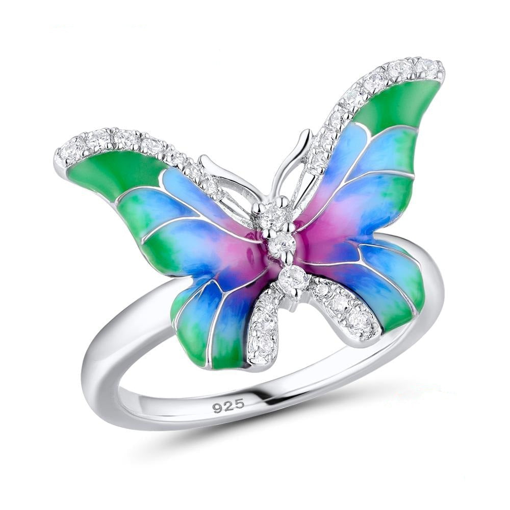 Colorful Epoxy Butterfly Ring Enamel Set