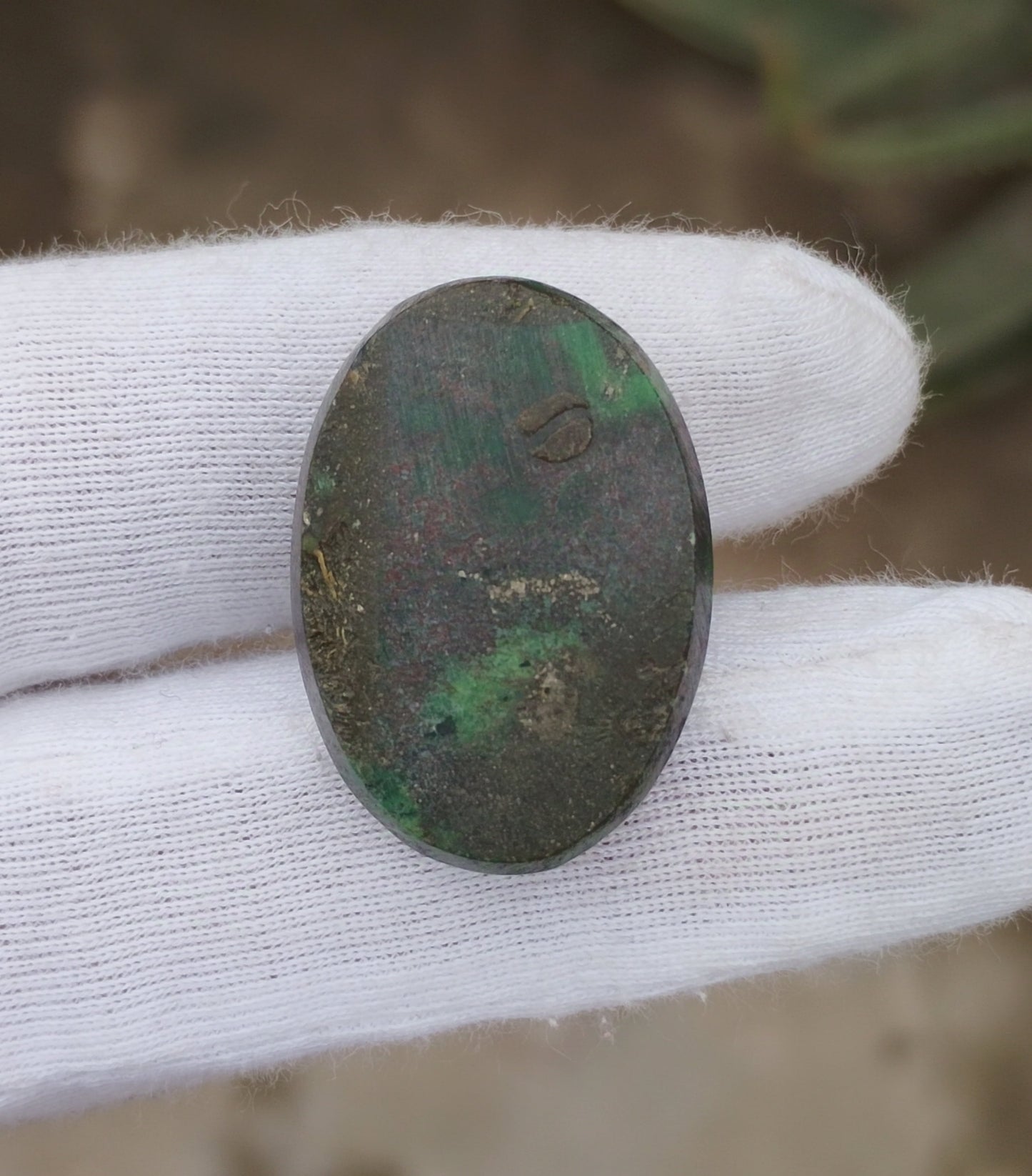 32ct Green Turquoise with Pyrite, Natural Feroza Stone Dimension 19x26x9mm