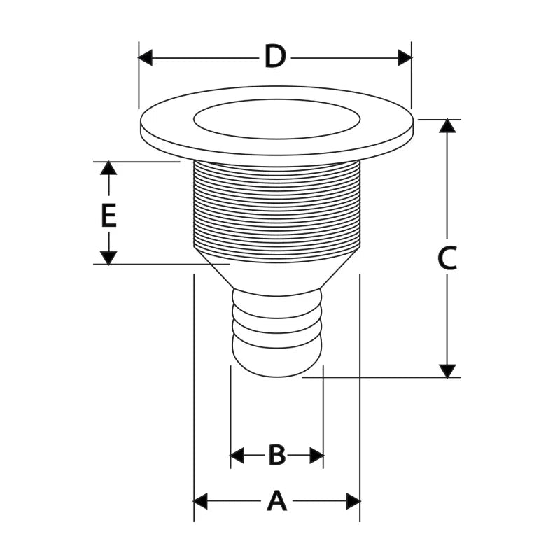 Nuova Rade Thru-Hull Fitting 25mm 1 Inch Hose White Flanged Skin Fitting 10251