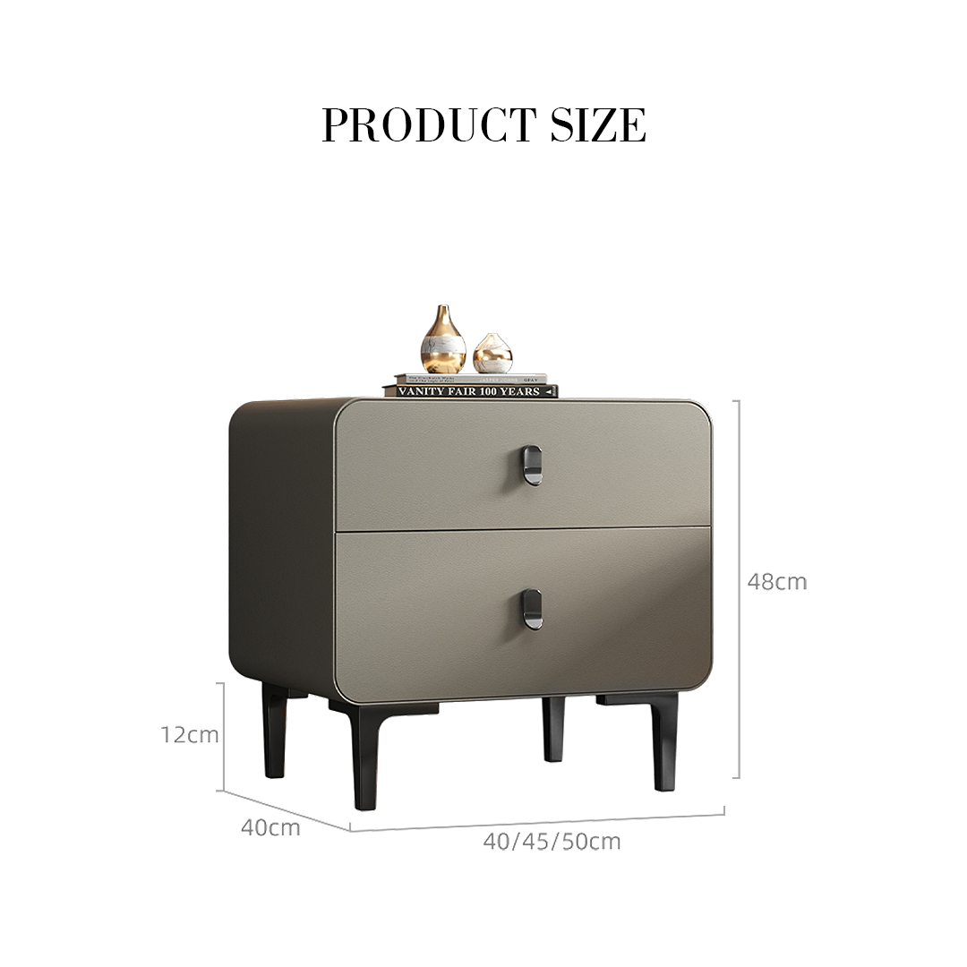 A Set of 2 Valeria Bedside Table In Grey, Wood (Display)