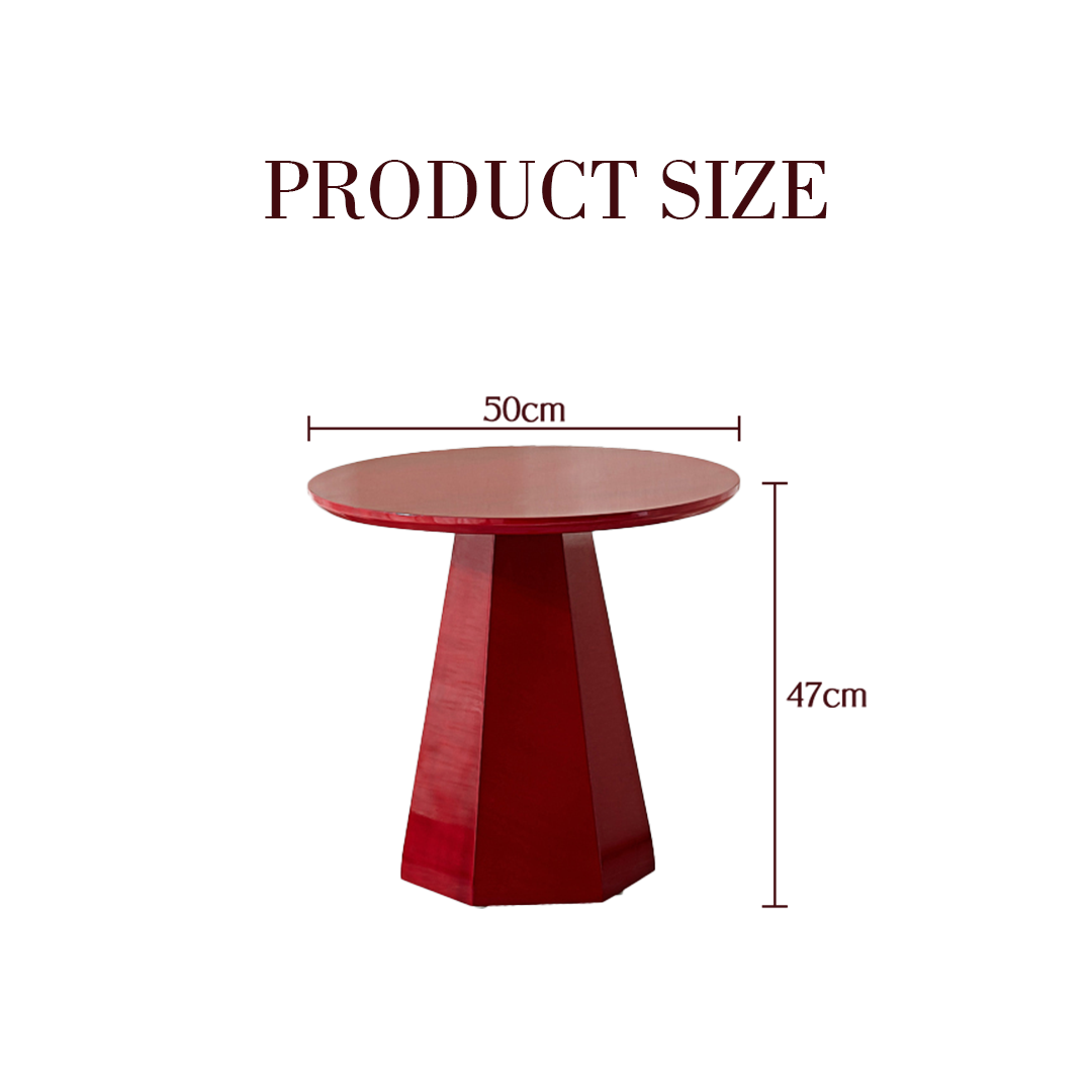 Melpomene Round Side Table, Red