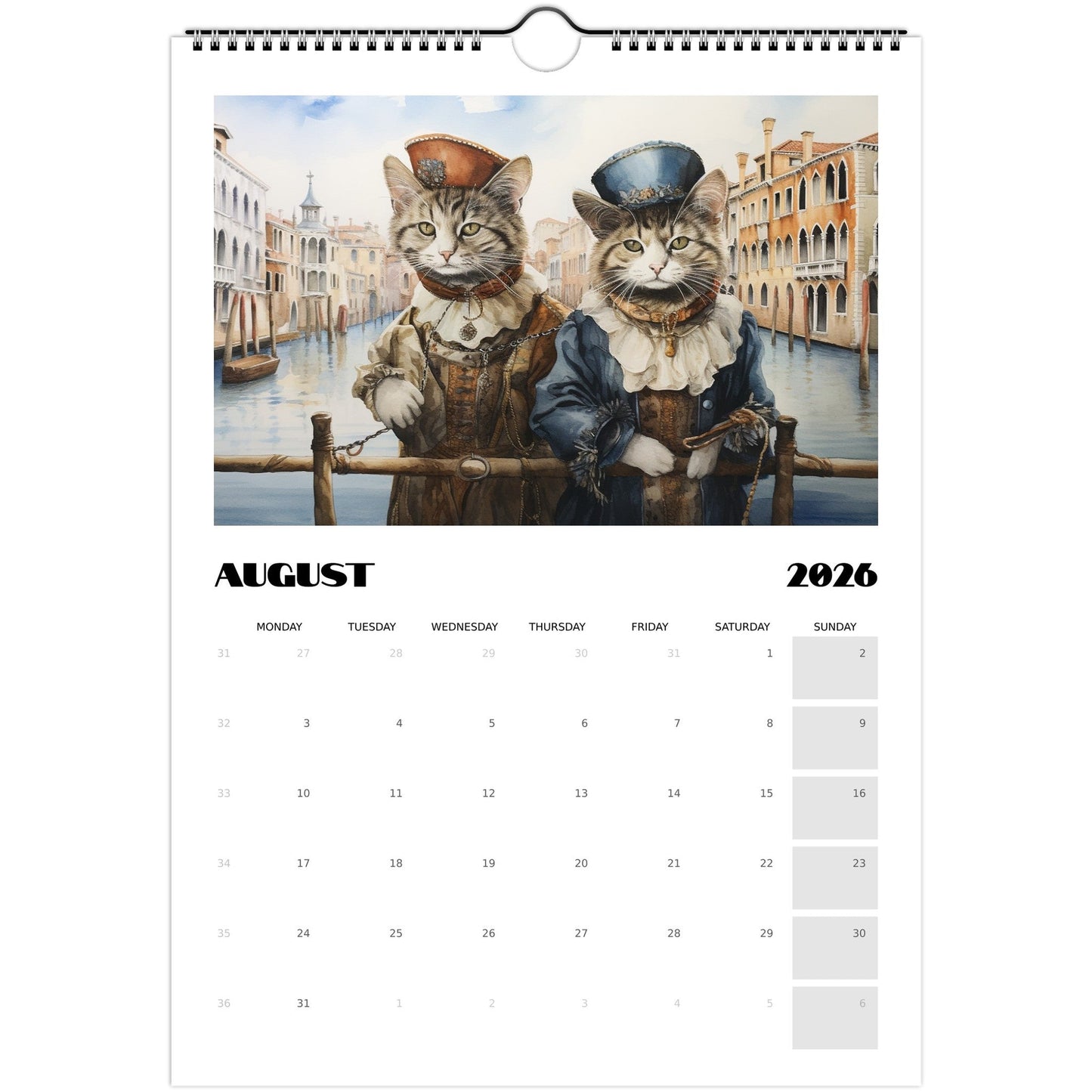 ๐พ Venetian Cats 2026 Wall Calendar โ A Year of Feline Magic in Venice