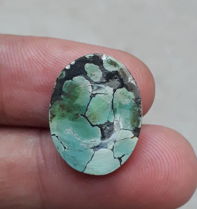 10.6ct Natural Turquoise with Veins - Green Matrix Turquoise - 20x15mm