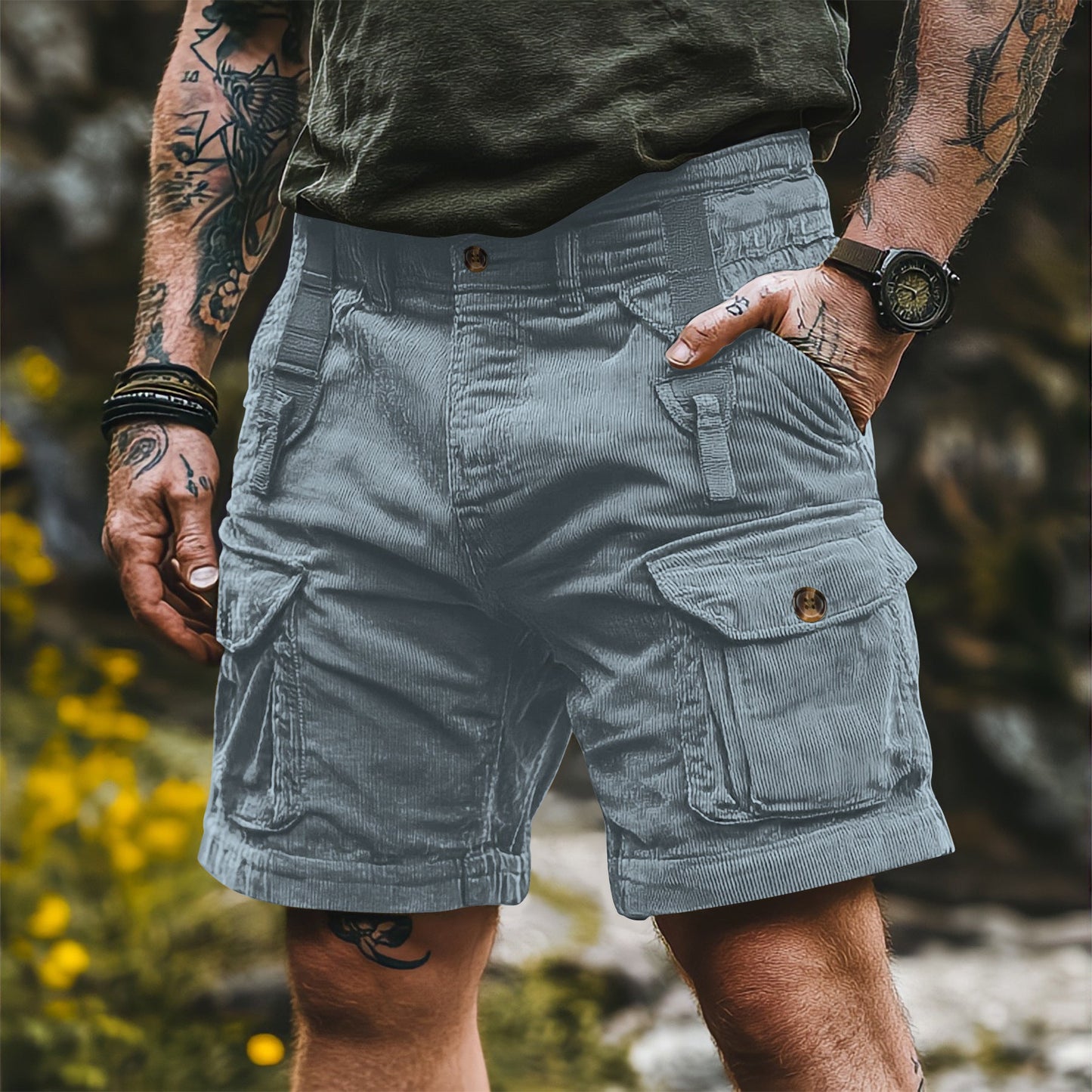 Summer Overalls Pants Men's Casual Pants Multi-pocket
