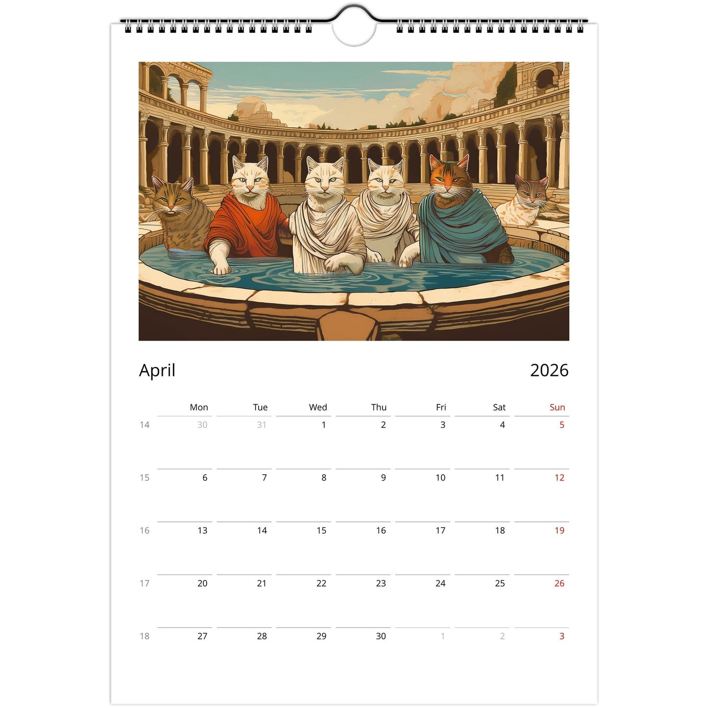 Ancient Roman Cats Wall Calendar – Vintage Feline Art, Eco-Friendly Gift for Cat Lovers 🐾🕌
