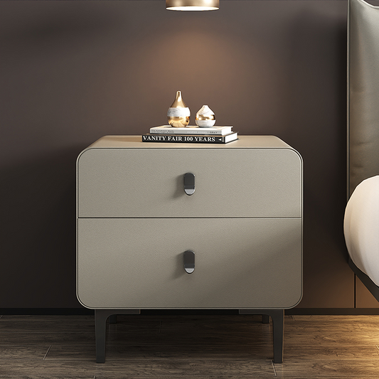 A Set of 2 Valeria Bedside Table In Grey, Wood (Display)