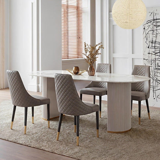 Costanza Oval Dining Table, Sintered Stone, White
