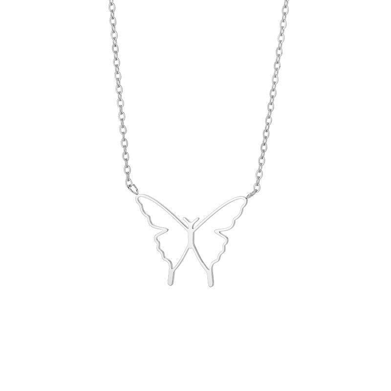 Hollow Butterfly Wings Pendant Necklace