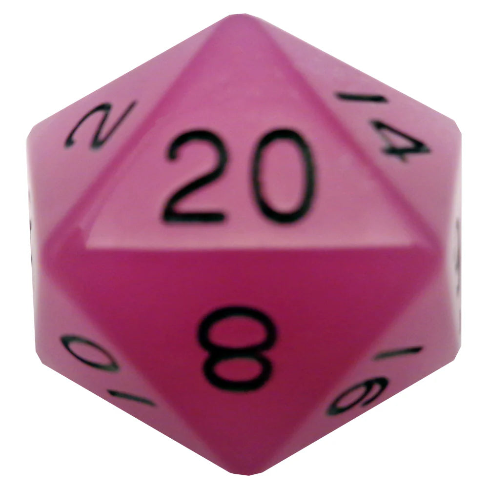 Fanroll - 35mm Mega Acrylic D20 - Glow Purple with Black Numbers