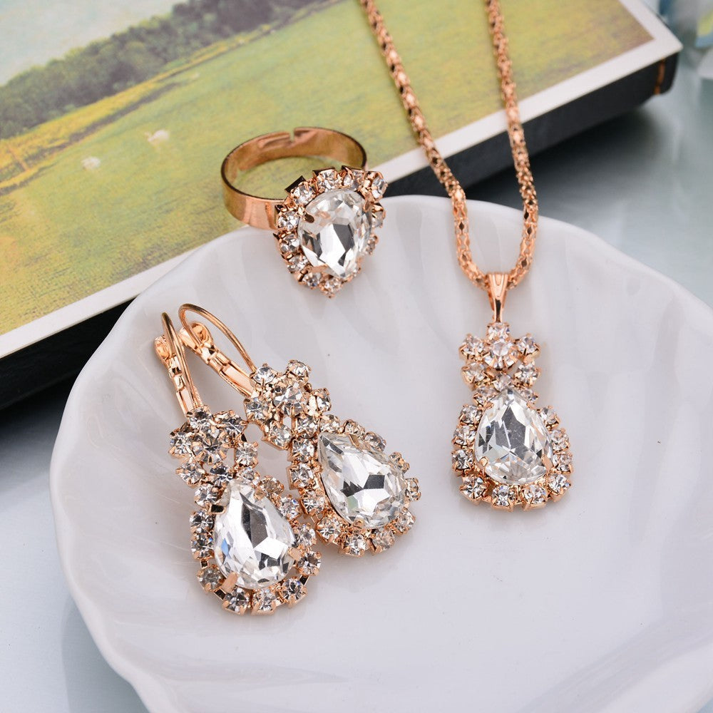 Water Drop Diamond Necklace, Earrings & Rings Sets