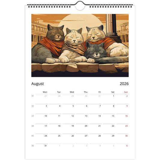 Ancient Roman Cats Wall Calendar β Vintage Feline Art, Eco-Friendly Gift for Cat Lovers πΎπ