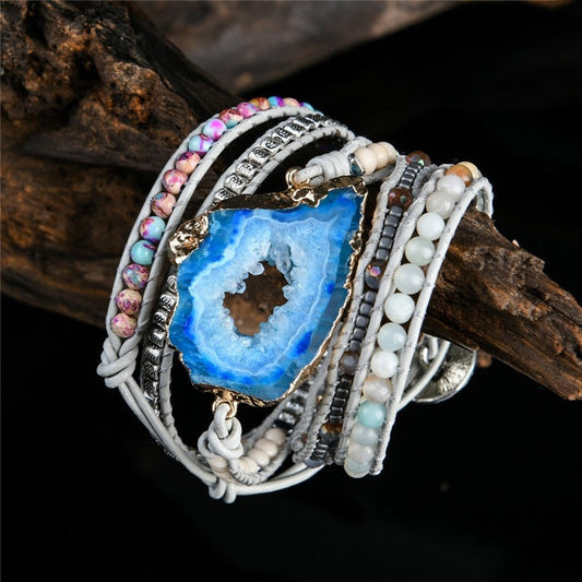 Boho Bracelet with Natural Stones Charm
