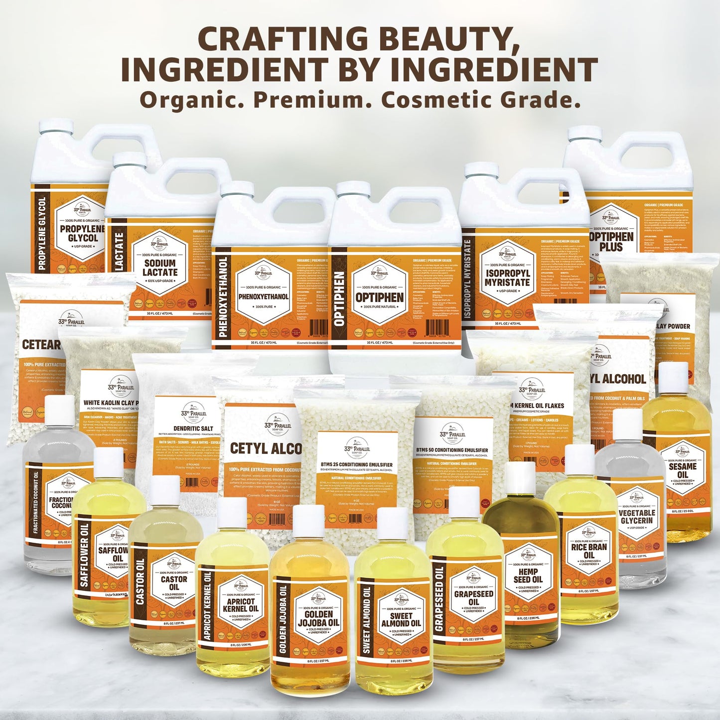 Organic Safflower Oil (16 oz) – Premium Cold-Pressed, 100% Pure Carrier Oil for Skin, Hair, Soap Making | 33rd Parallel Soap Co.