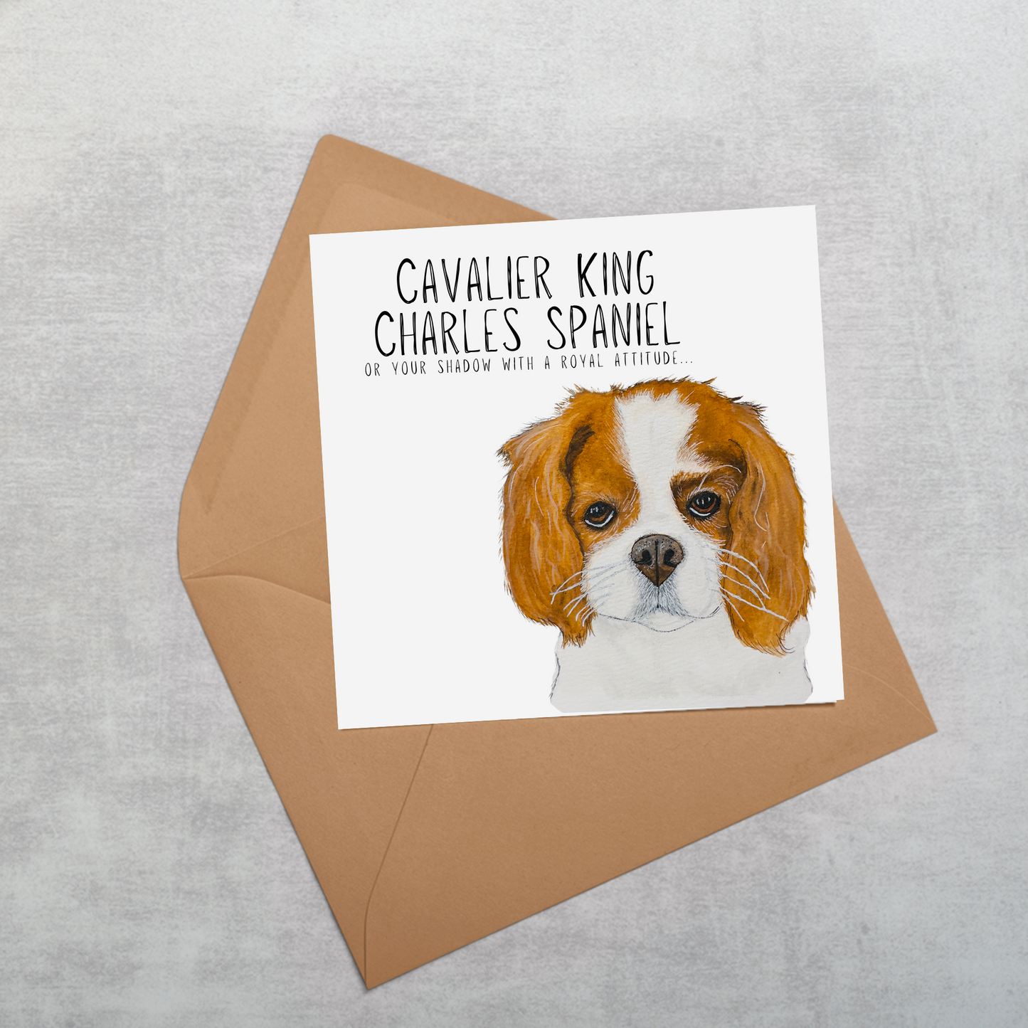 Royal Regards: High-End Cavalier King Charles Spaniel Greeting Card with Noble Sass
