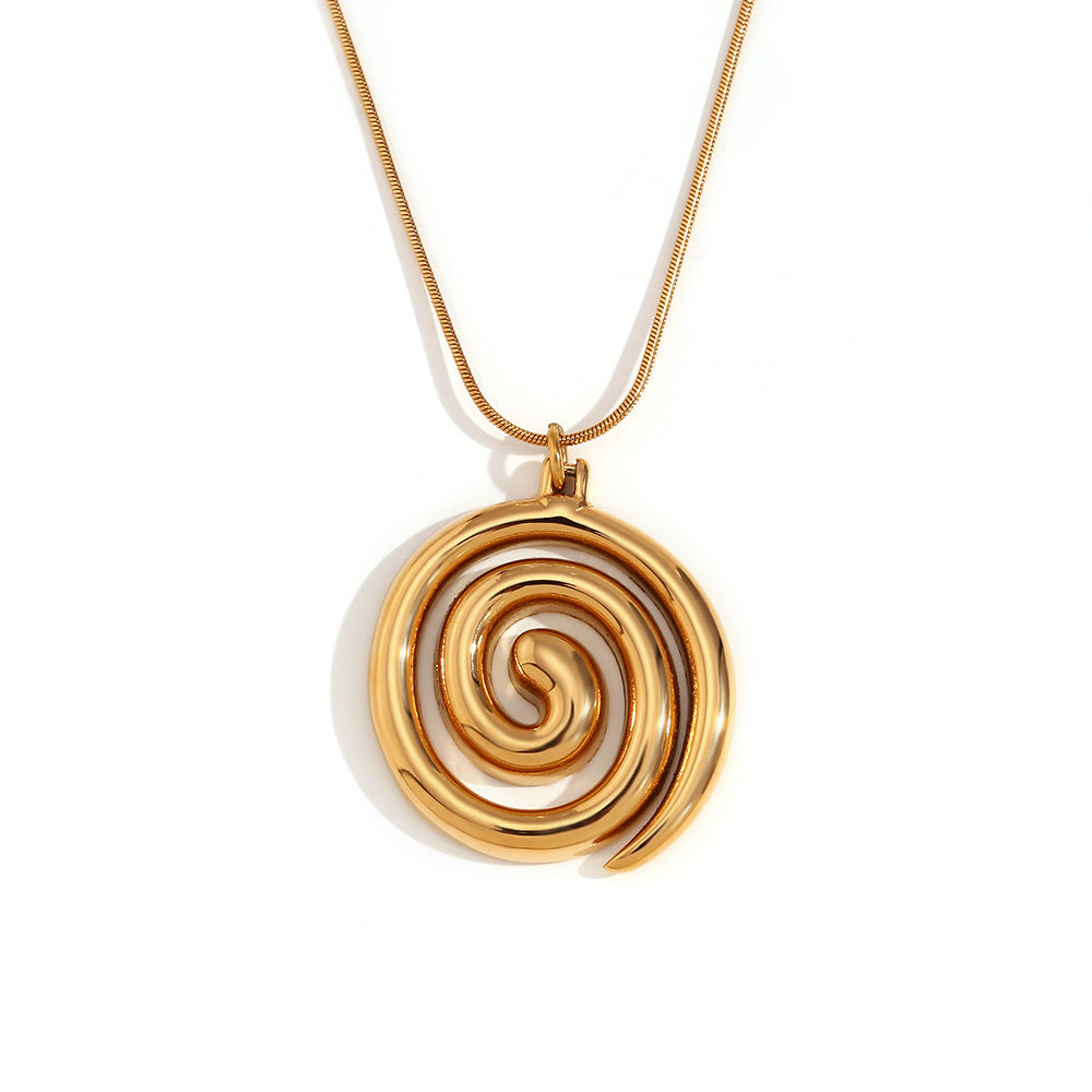 Gold Snake Chain Vortex Pendant Necklace