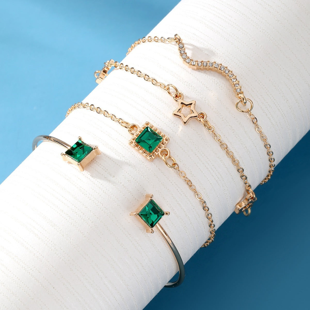 Emerald Square Bracelet 4PCS Set