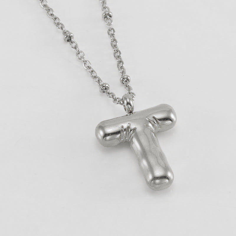 Bubble Letter Pendant Necklace A-Z