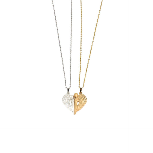 Couple Magnet Angel Hug Necklace Set