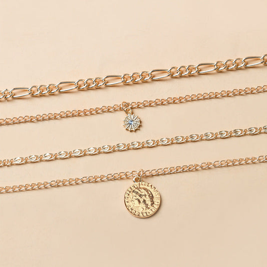 Multi-Layered Coin Chunky Gold Necklace