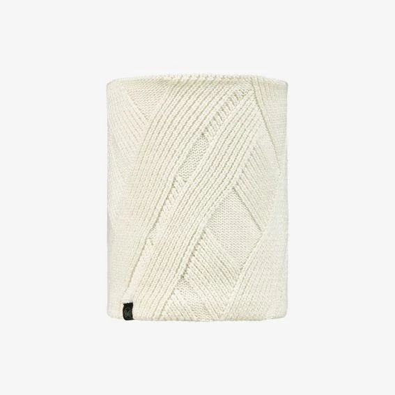 Buff Raisa Knitted & Fleece Neck Warmer - White