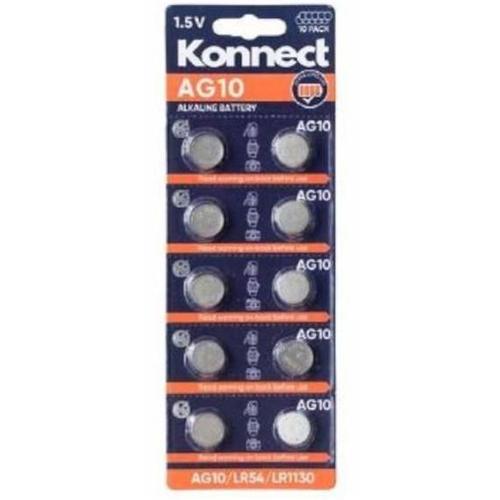 Konnect 10Pack Alkaline Batteries AG10 LR54 15V LongLasting Power Supply
