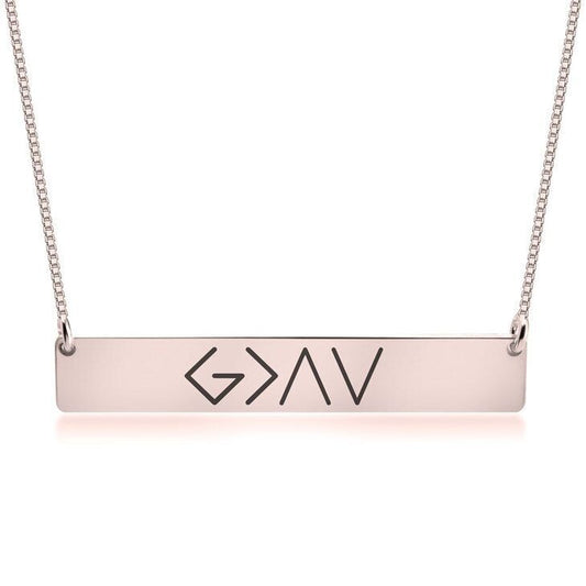 One Word Horizontal Bar Pendant Necklace