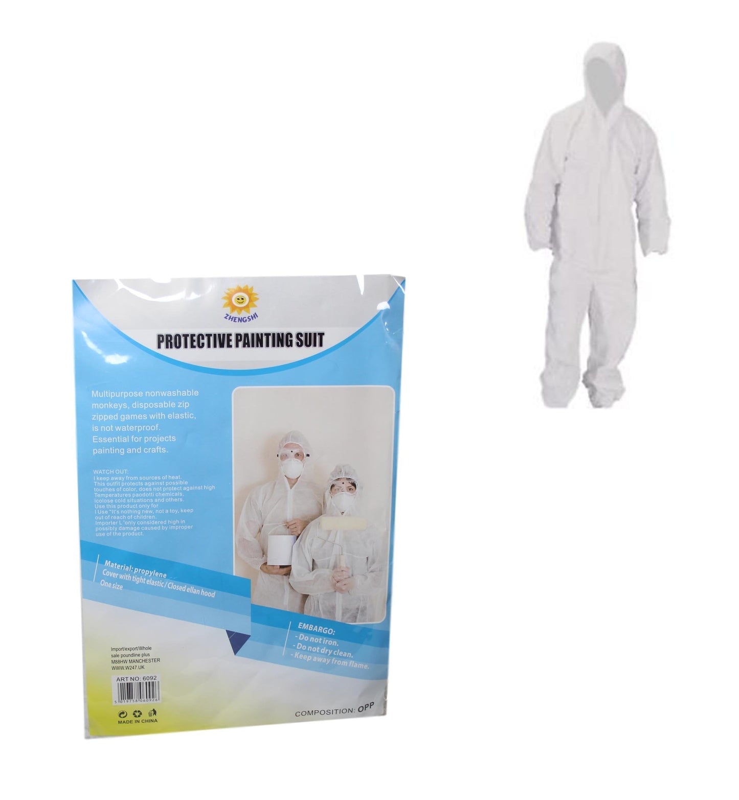 Disposable Protective Painting Suit White IndoorOutdoor Onesie