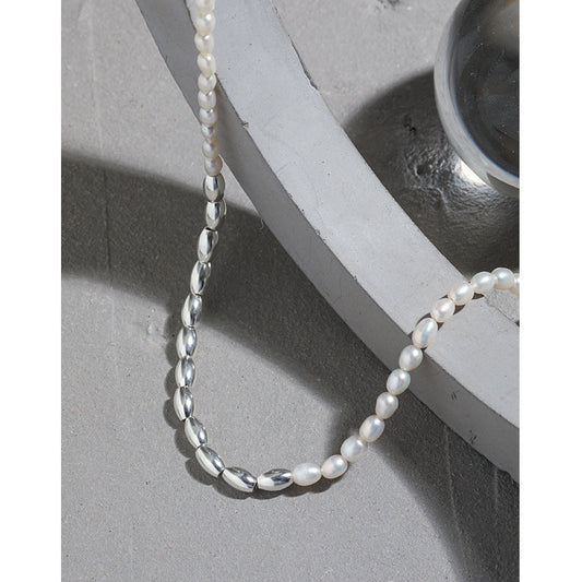 Asymmetry Oval Natural Pearl Waterdrop Necklace - Gold-Plated Silver Pearl Necklace - Perfect Pearl Necklace with Gift Wrapping Included