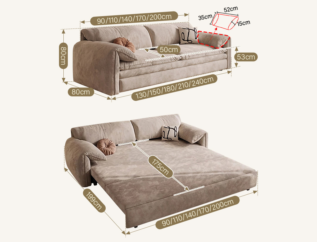 Moore Three Seater Sofa Bed With Storage, Suede