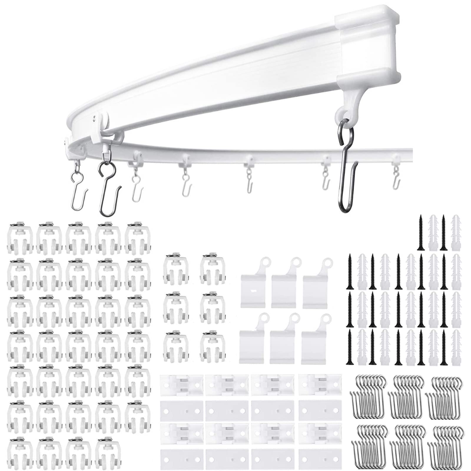 Flexible Ceiling Curtain Track | 5 m Curved Curtain Rail with Mute Rol