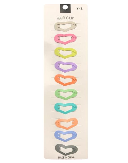 Heart Star Shape Hair Clips Pack of 10 Vibrant Colors