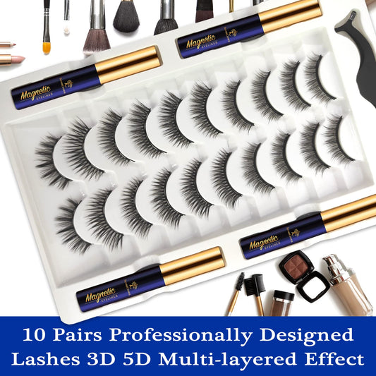 7C SEVENCROWN Magnetic Eyelashes 3D Medium with Upgraded Magnetic Liner – Waterproof & Reusable